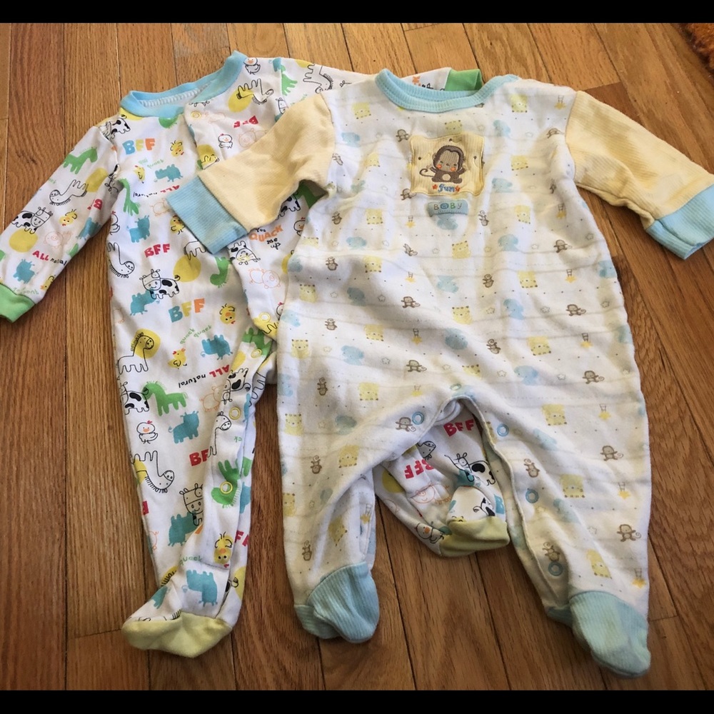 2 Animal Print Footie Pajamas
